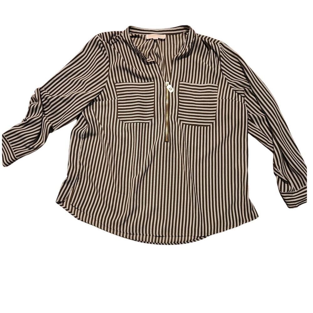Michael Kors women's XL gray and white long sleeve lightweight blouse